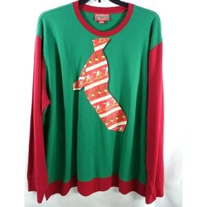 Men Holiday Sweatshirt LT Big and Tall Tie Look with Surfing Santa Hula Reindeer